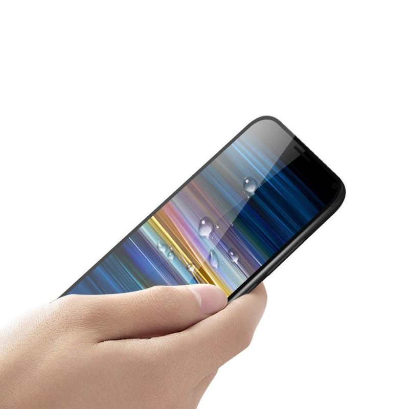 Sony Xperia 10 Plus - Schermbeschermer Van Gehard Glas Op Ware Grootte - Zwart
