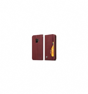Folio-hoesje voor Samsung Galaxy S9 Leren Portemonnee - Wijnrood