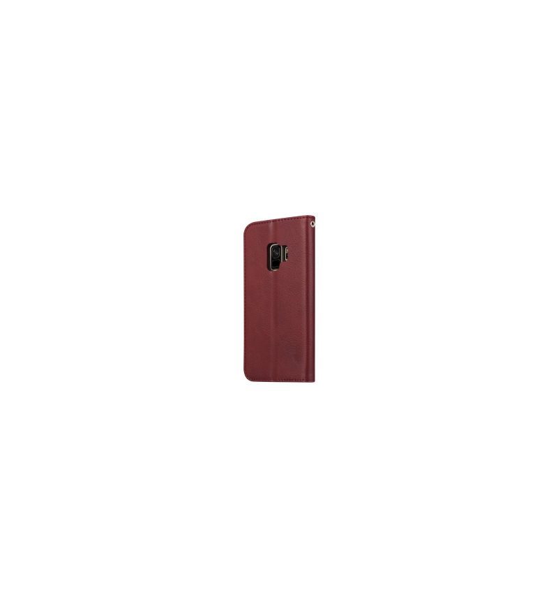 Folio-hoesje voor Samsung Galaxy S9 Leren Portemonnee - Wijnrood