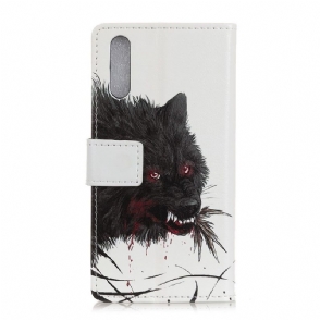 Folio-hoesje voor Oppo Find X2 Pro Zwarte Wolf