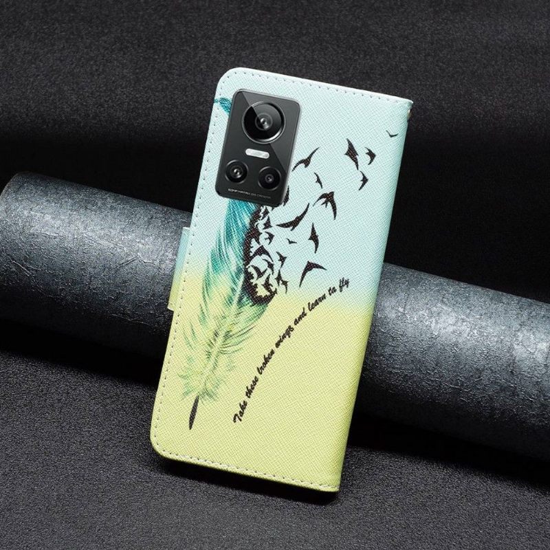 Leren Hoesje voor Realme GT Neo 3 Bescherming Quill En Citaat