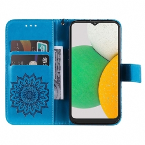 Flip Case voor Samsung Galaxy A03 Core Met Ketting Zonnebloem