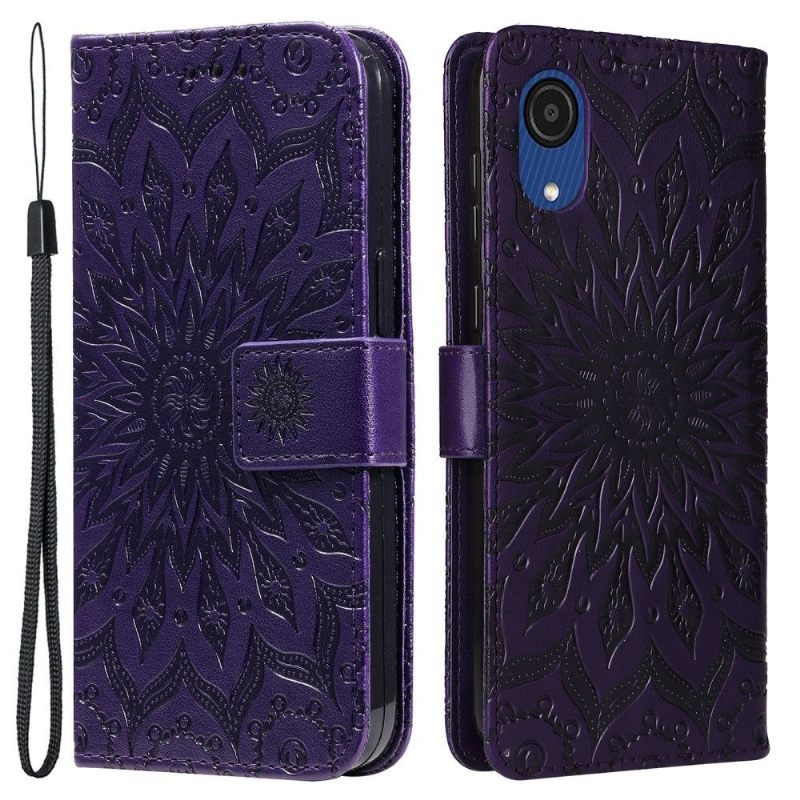 Flip Case voor Samsung Galaxy A03 Core Met Ketting Zonnebloem