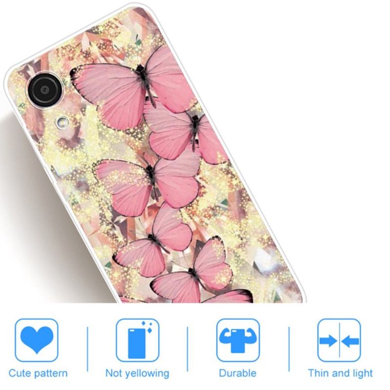 Hoesje voor Samsung Galaxy A03 Core Roze Vlinders