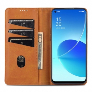 Cover voor Oppo Reno 6 5G Anti-fall Portemonnee Leren Azns Kunstleer