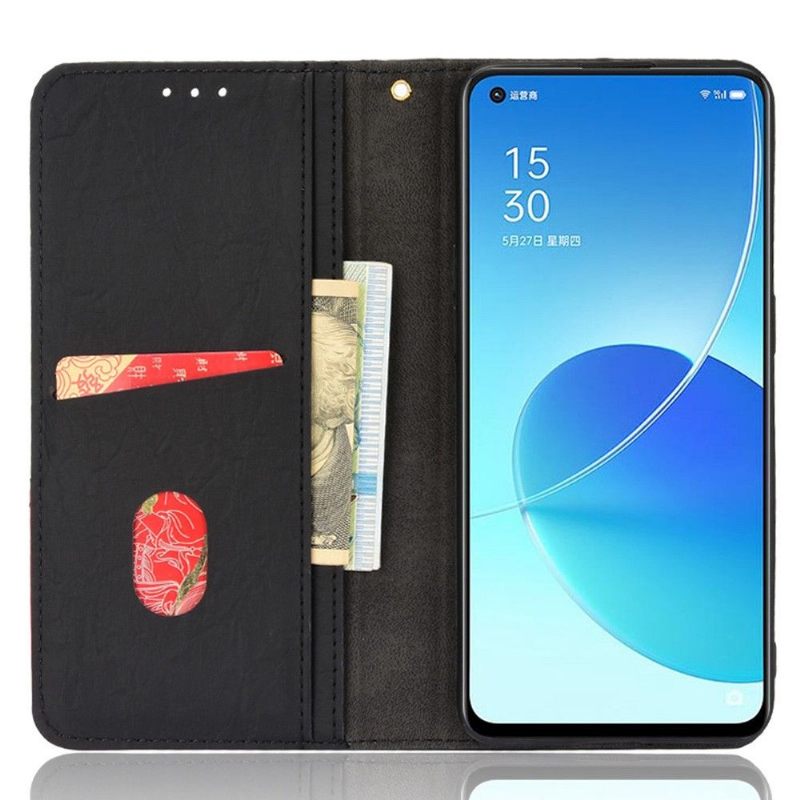 Flip Case voor Oppo Reno 6 5G Folio-hoesje Retro Kunstleer