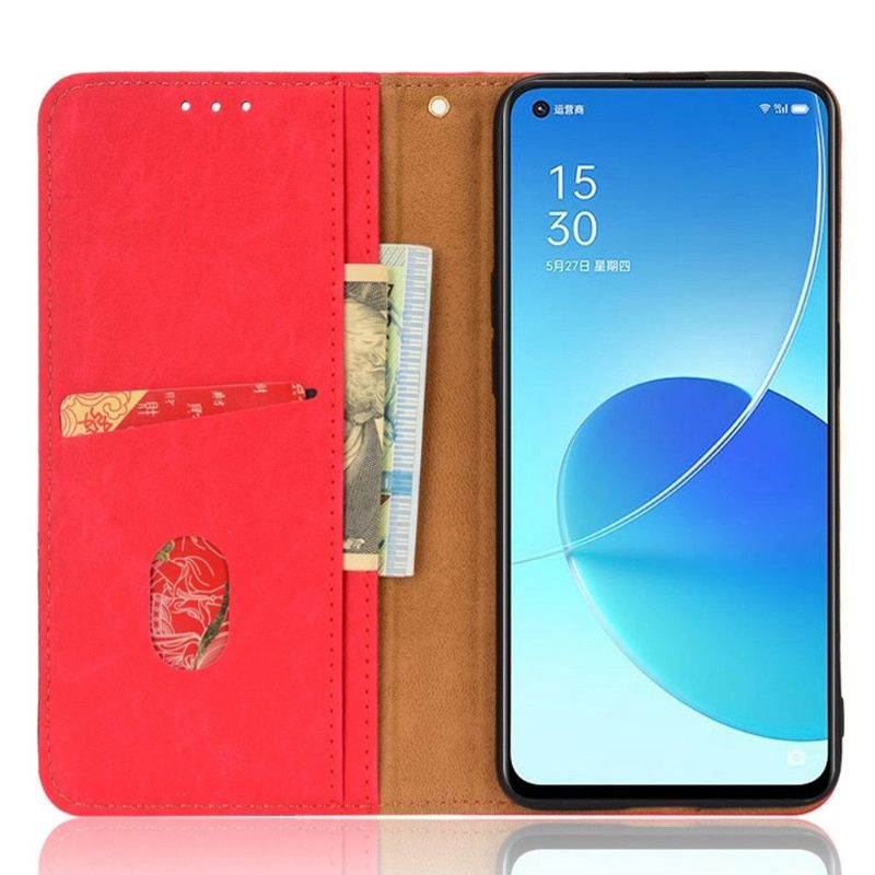 Flip Case voor Oppo Reno 6 5G Folio-hoesje Retro Kunstleer