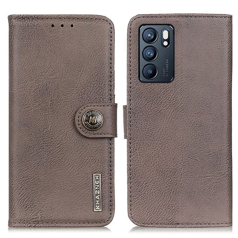Flip Case voor Oppo Reno 6 5G Khazneh Leder Effect Kaarthouder