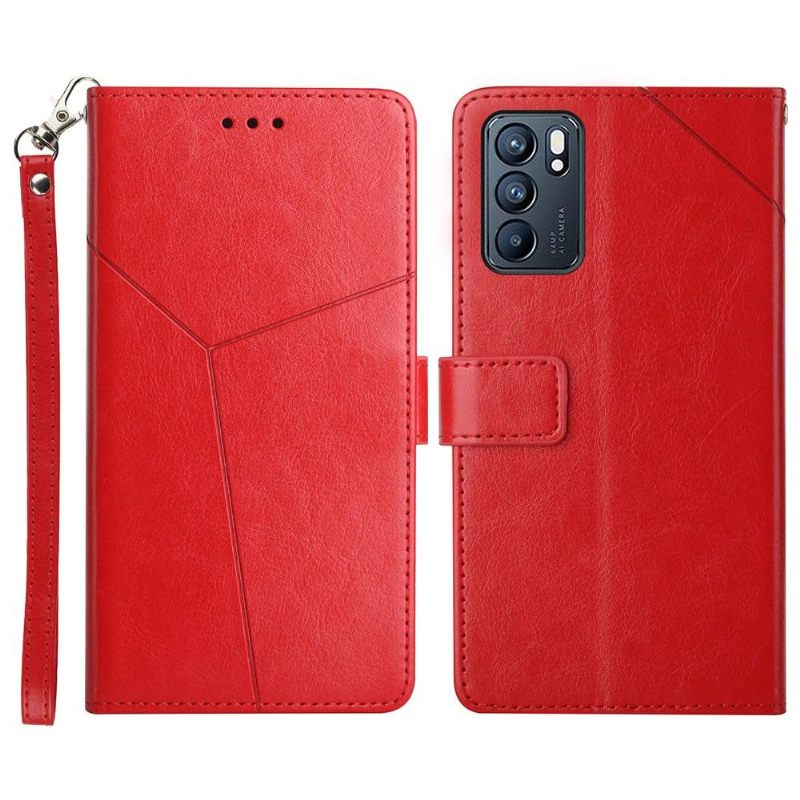 Folio-hoesje voor Oppo Reno 6 5G Y-lijnen Leereffect