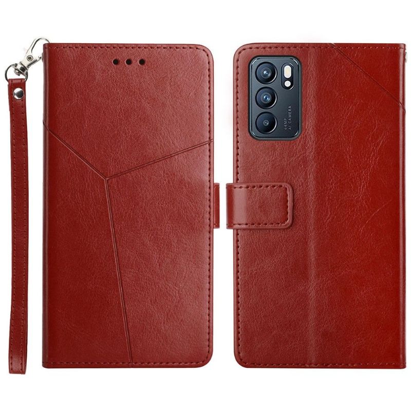 Folio-hoesje voor Oppo Reno 6 5G Y-lijnen Leereffect