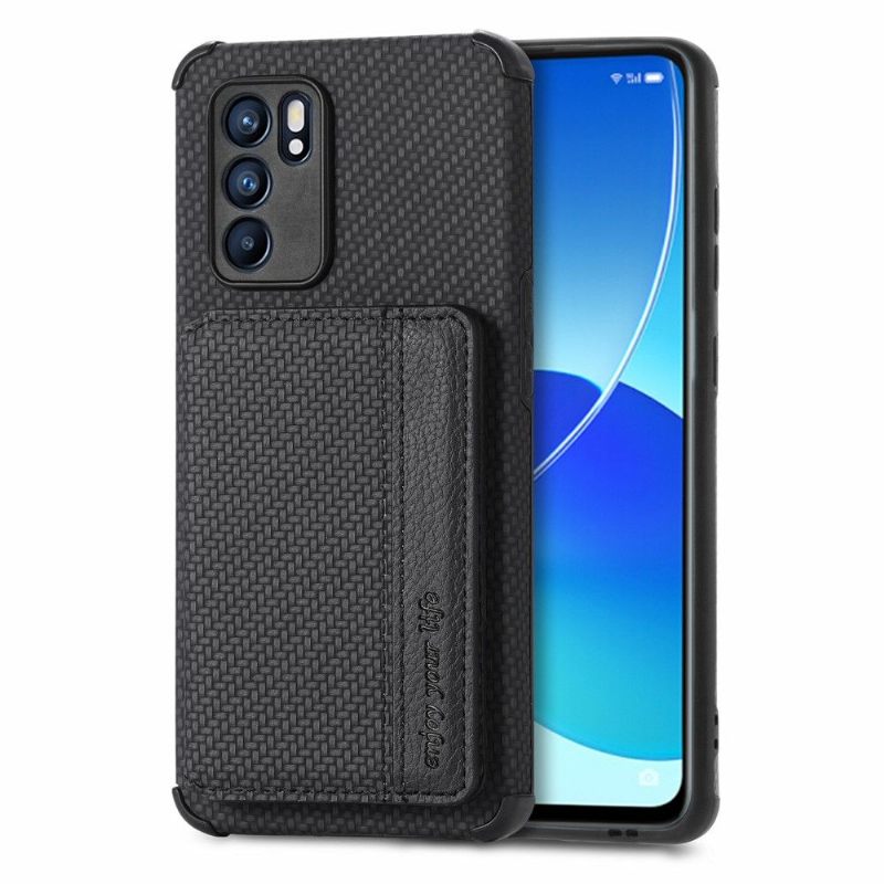 Hoesje voor Oppo Reno 6 5G Kaarthouder Van Koolstofvezel
