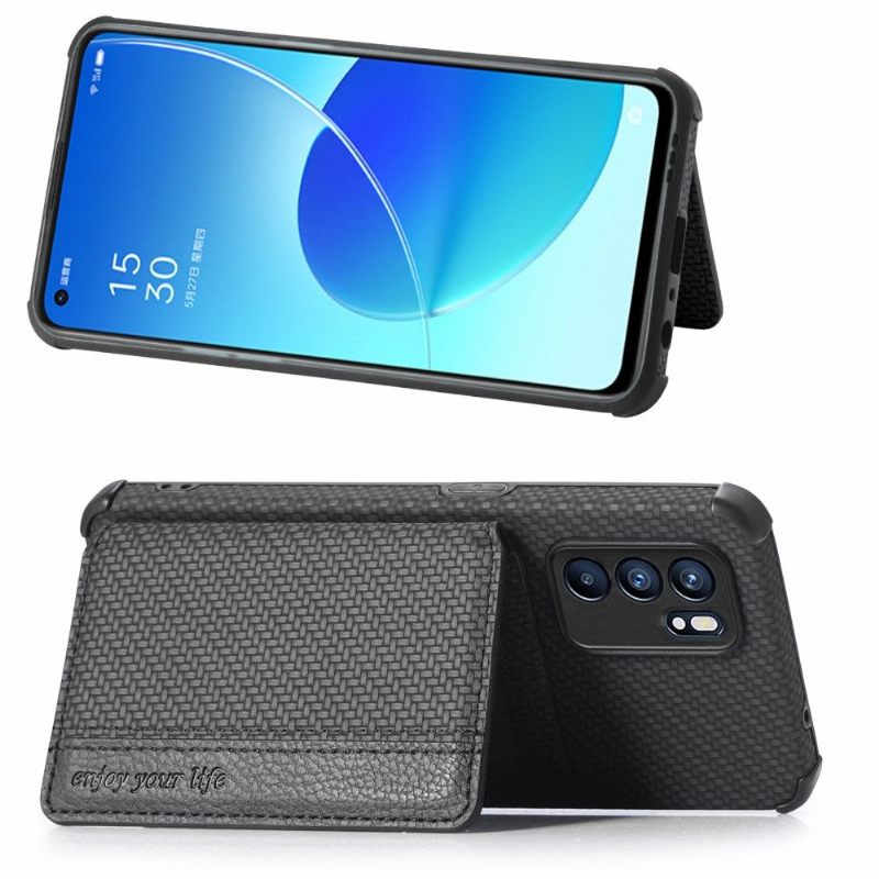 Hoesje voor Oppo Reno 6 5G Kaarthouder Van Koolstofvezel