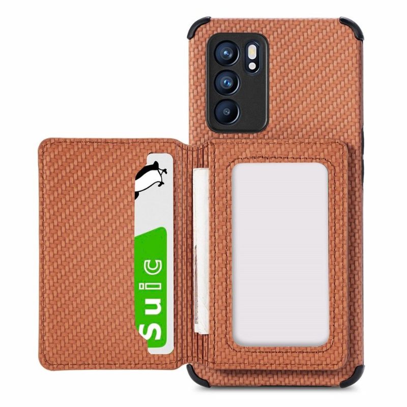 Hoesje voor Oppo Reno 6 5G Kaarthouder Van Koolstofvezel