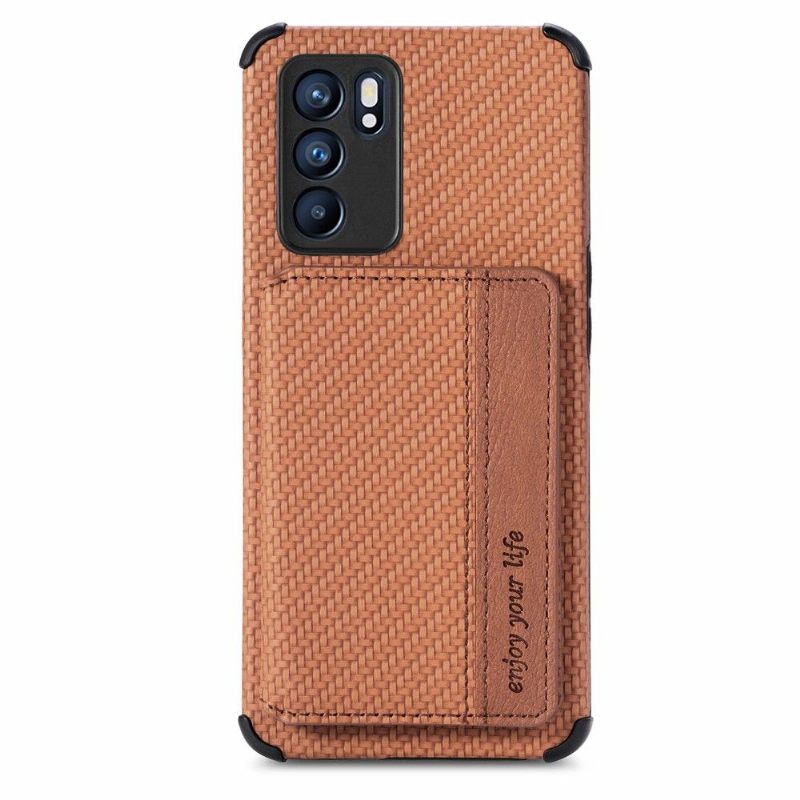 Hoesje voor Oppo Reno 6 5G Kaarthouder Van Koolstofvezel