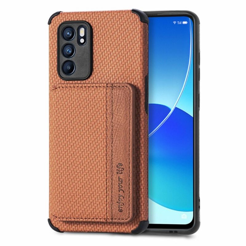 Hoesje voor Oppo Reno 6 5G Kaarthouder Van Koolstofvezel