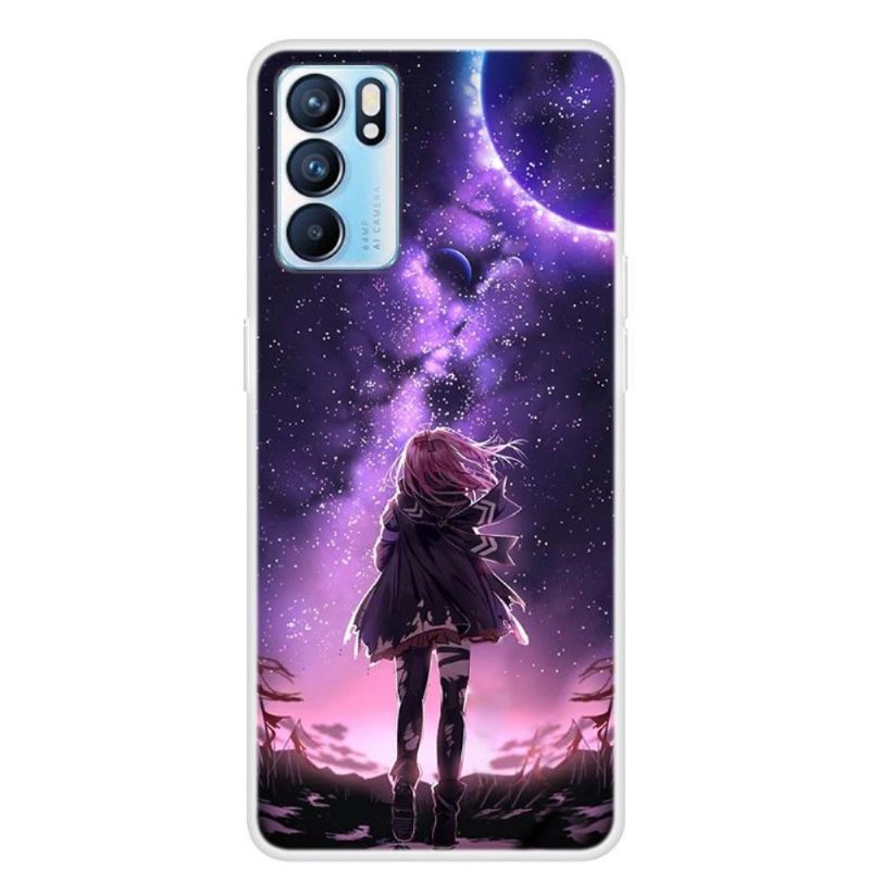 Hoesje voor Oppo Reno 6 5G Volle Maan Meisje Illustratie