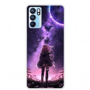 Hoesje voor Oppo Reno 6 5G Volle Maan Meisje Illustratie