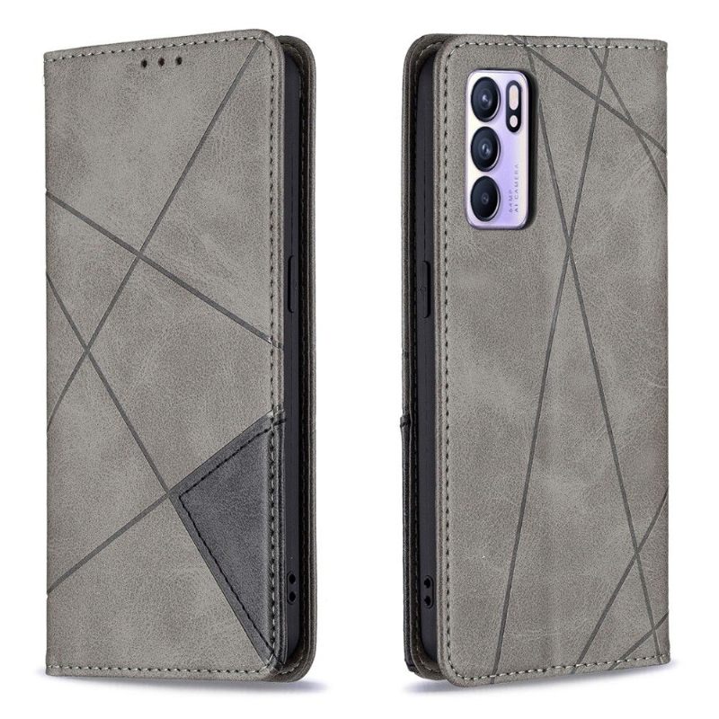 Leren Hoesje voor Oppo Reno 6 5G Bescherming Leren Kaarthouder In Célinia-stijl