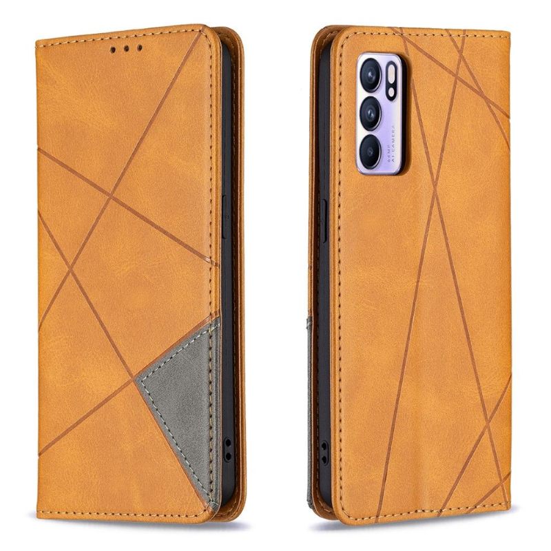 Leren Hoesje voor Oppo Reno 6 5G Bescherming Leren Kaarthouder In Célinia-stijl