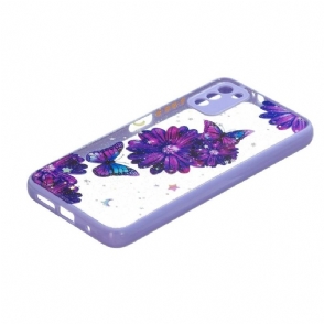 Telefoonhoesje voor Poco M3 Paarse Bloemen En Vlinders