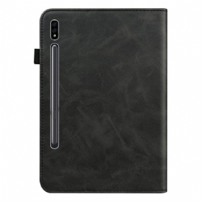 Flip Case voor Samsung Galaxy Tab S7 Lijnen Met Leereffect