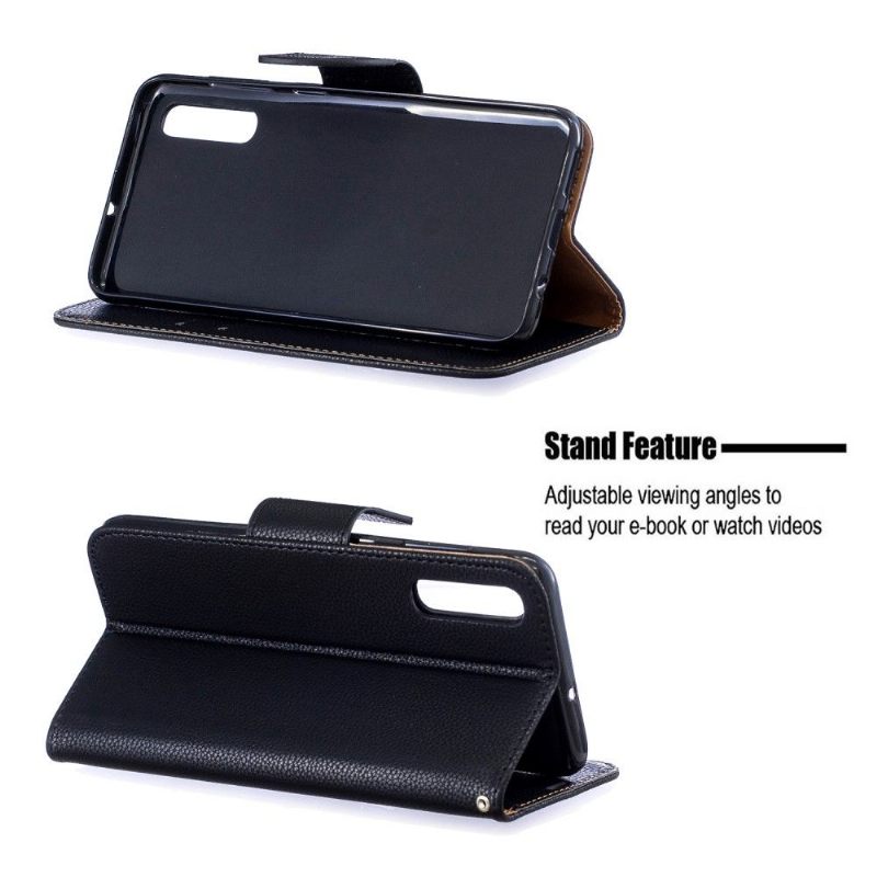 Cover voor Samsung Galaxy A50 Folio-hoesje Met Band Met Generfd Leereffect
