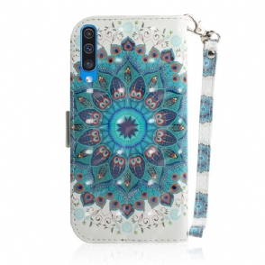 Cover voor Samsung Galaxy A50 Met Ketting Kleurrijke Mandala
