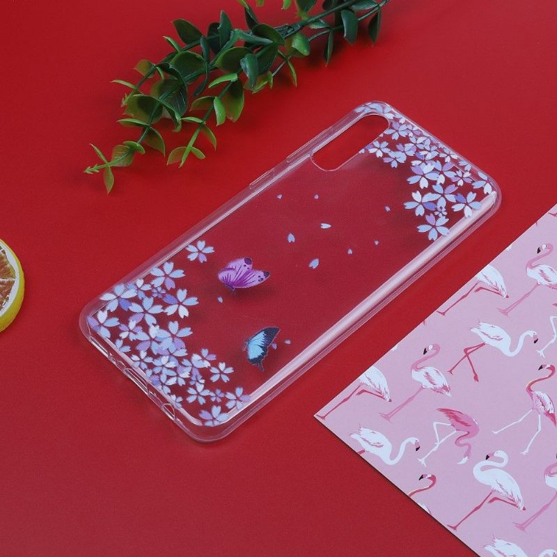 Hoesje voor Samsung Galaxy A50 Naadloze Vlinders En Bloemen