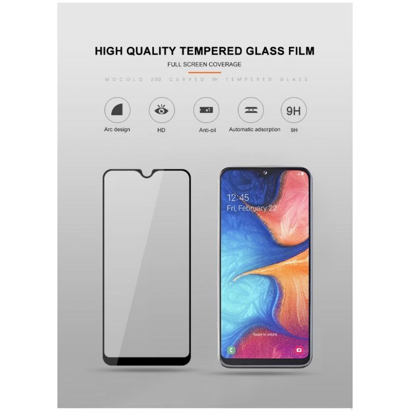 Samsung Galaxy A20E - Schermbeschermer Van Gehard Glas Op Ware Grootte - Zwart