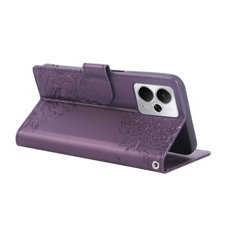 Leren Hoesje Voor Realme 14t 5g Kanten Bloemen