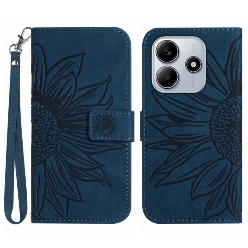 Bescherming Hoesje Xiaomi Redmi Note 14 5g Zonnebloemprint Met Bandje