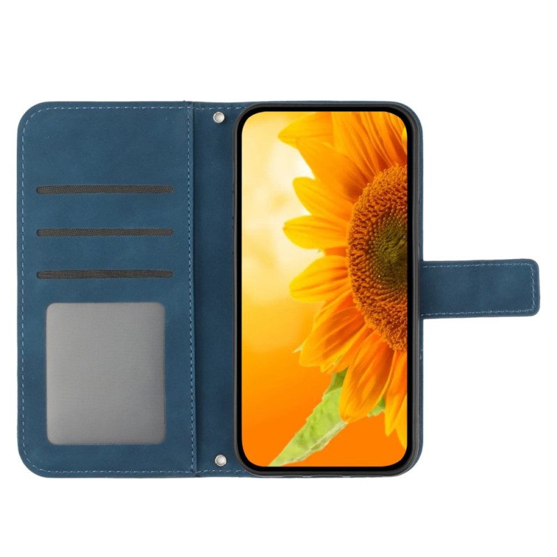 Bescherming Hoesje Xiaomi Redmi Note 14 5g Zonnebloemprint Met Bandje