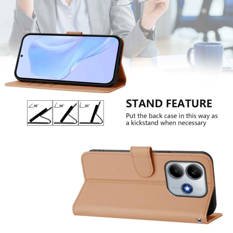Flip Case Leren Xiaomi Redmi Note 14 5g Bandje Met Lederlook