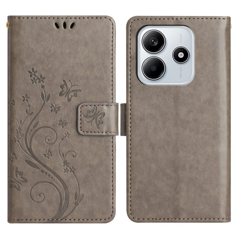 Flip Case Leren Xiaomi Redmi Note 14 5g Bloemen En Vlinders