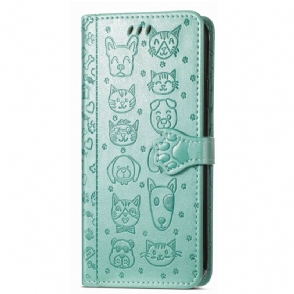 Flip Case Leren Xiaomi Redmi Note 14 5g Geanimeerde Dieren