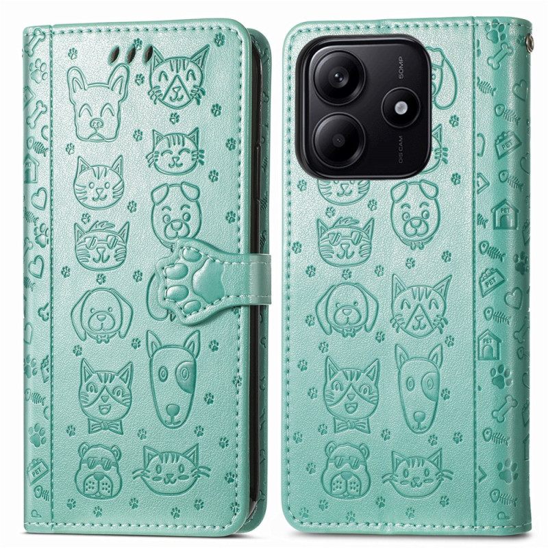 Flip Case Leren Xiaomi Redmi Note 14 5g Geanimeerde Dieren