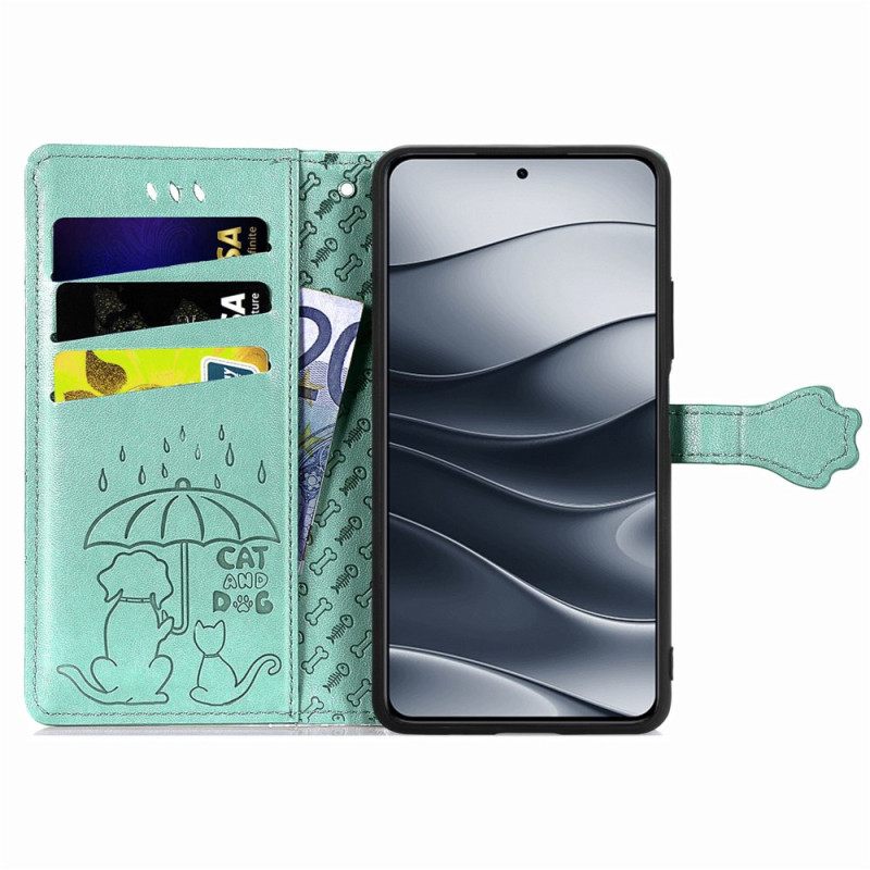 Flip Case Leren Xiaomi Redmi Note 14 5g Geanimeerde Dieren