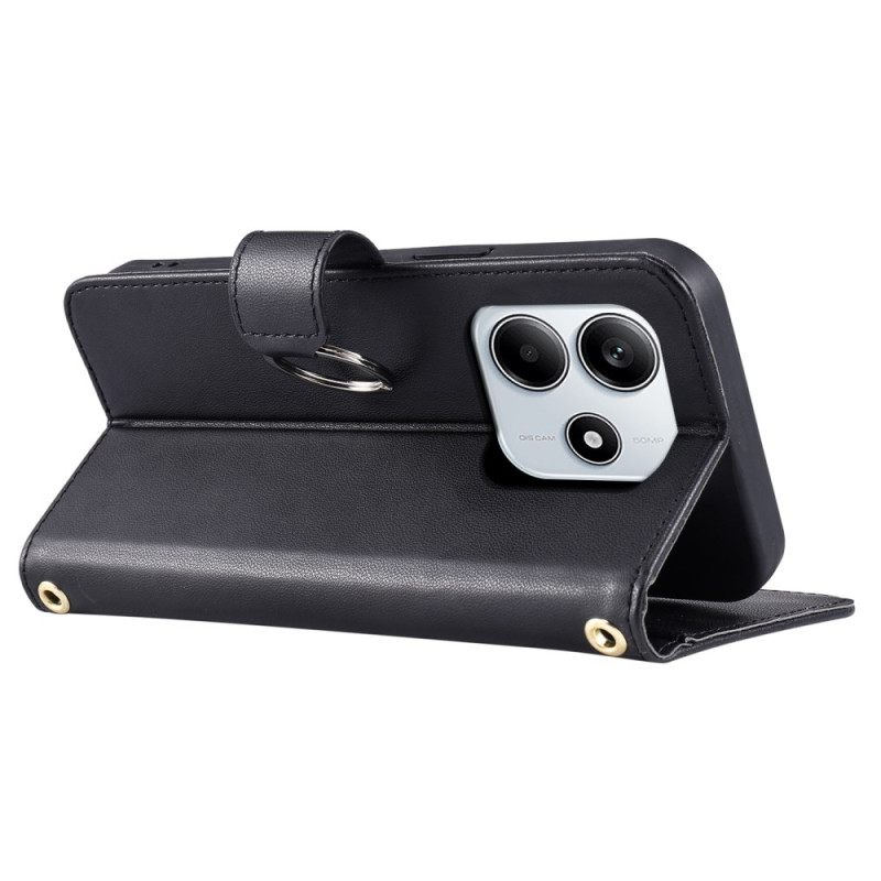 Flip Case Leren Xiaomi Redmi Note 14 5g Gewatteerd Met Bandje En Schouderband