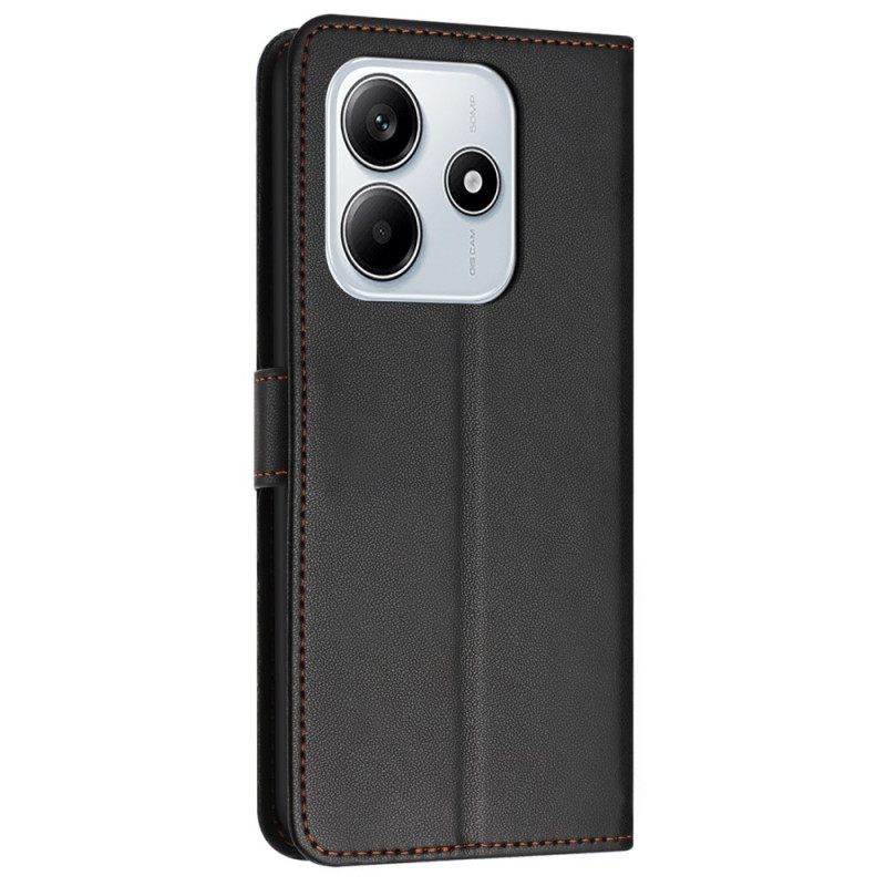 Flip Case Leren Xiaomi Redmi Note 14 5g Klassiek Kunstleer Met Bandje