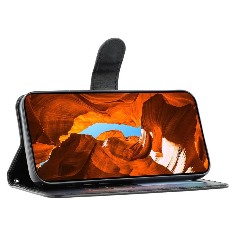 Flip Case Leren Xiaomi Redmi Note 14 5g Monochroom Lederlook Bandje