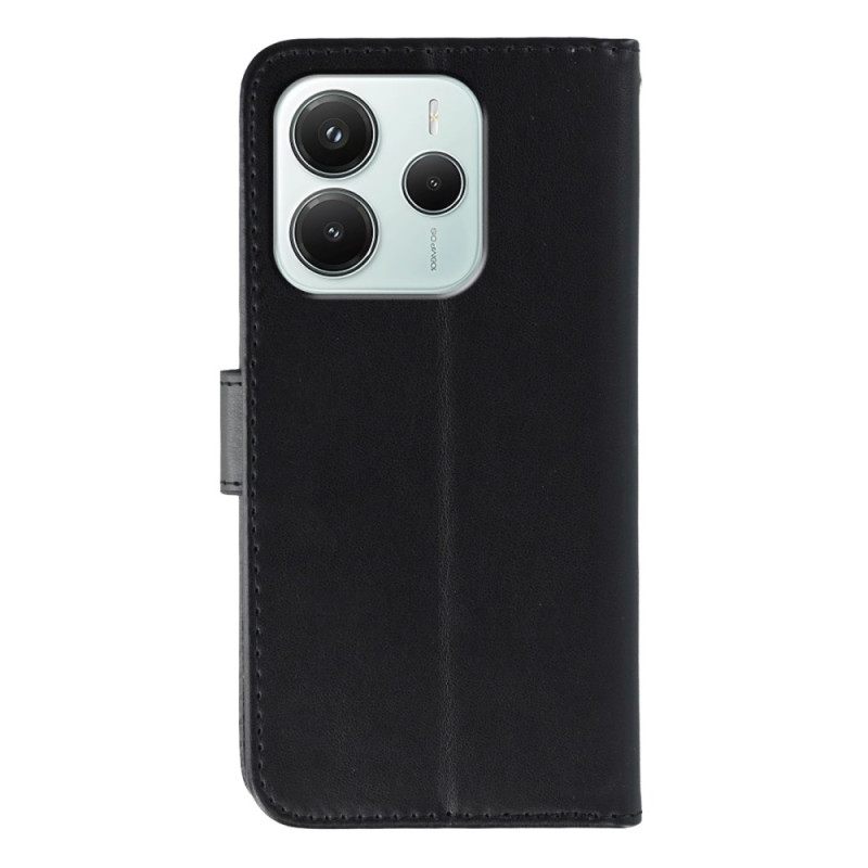 Flip Case Leren Xiaomi Redmi Note 14 5g Monochroom Lederlook Bandje