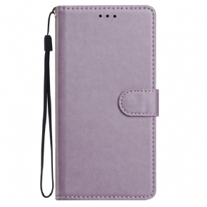 Folio-hoesje Xiaomi Redmi Note 14 5g Telefoonhoesje Effen Leerlook Met Bandje