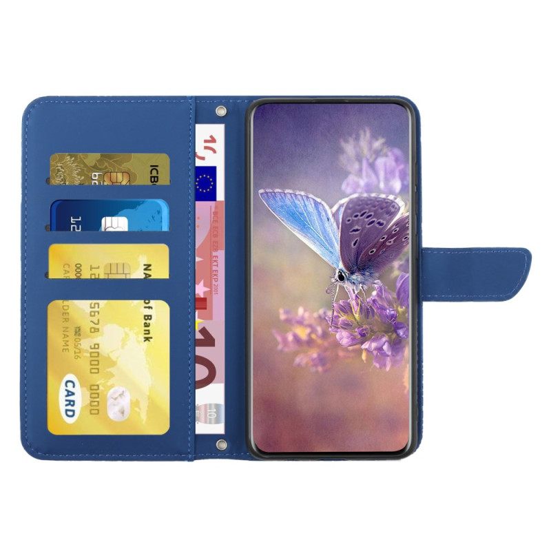 Folio-hoesje Xiaomi Redmi Note 14 5g Telefoonhoesje Vlinderprint Met Bandje