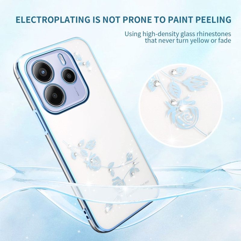 Hoesje Voor Xiaomi Redmi Note 14 5g Kadem Bloemen En Strass-steentjes