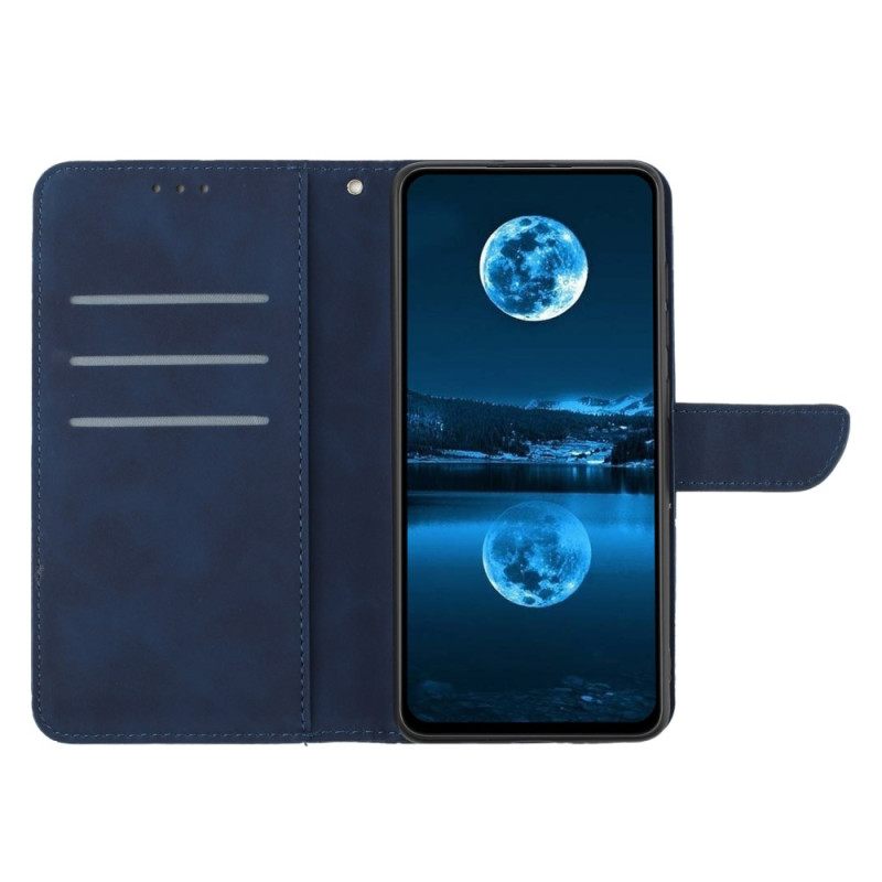 Leren Hoesje Voor Xiaomi Redmi Note 14 5g Bandjes Met Lijnen En Trekkoordjes