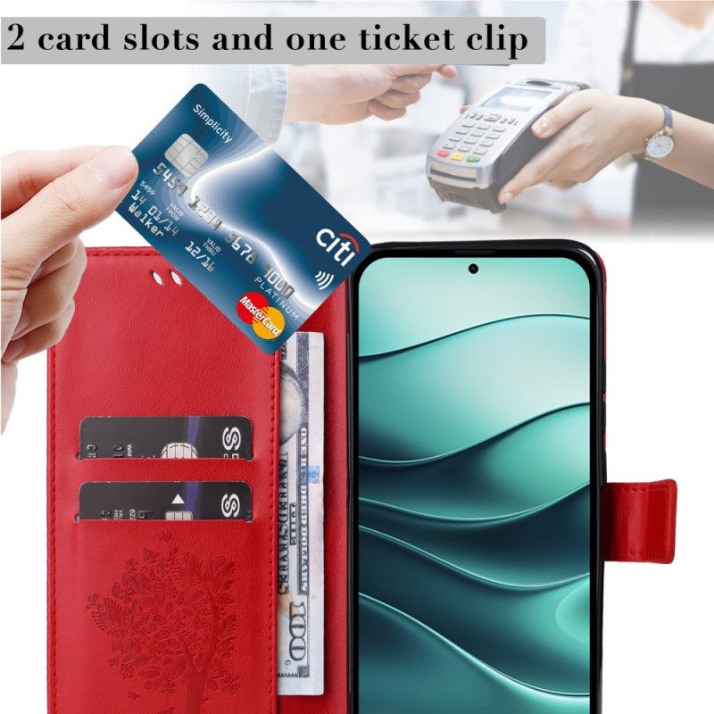 Leren Hoesje Voor Xiaomi Redmi Note 14 5g Kat En Boom Lnaière