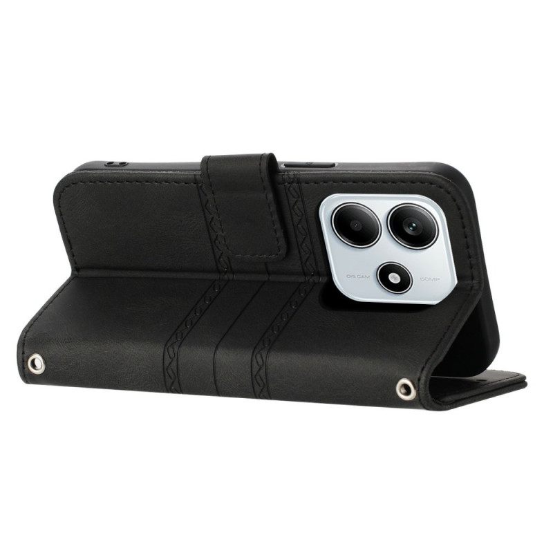 Leren Hoesje Xiaomi Redmi Note 14 5g Friespatroon Met Bandje Bescherming Hoesje