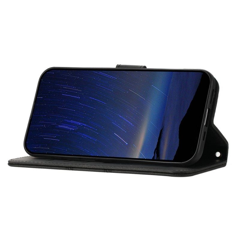 Leren Hoesje Xiaomi Redmi Note 14 5g Friespatroon Met Bandje Bescherming Hoesje