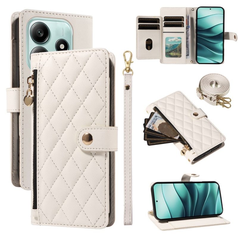 Leren Hoesje Xiaomi Redmi Note 14 5g Gewatteerd Met Bandjes Bescherming Hoesje