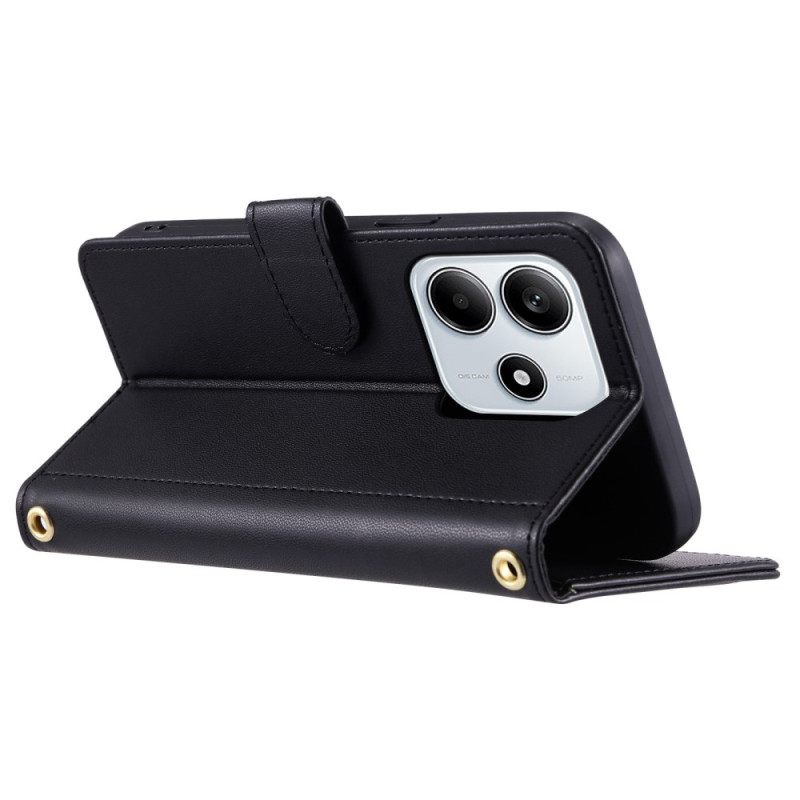 Leren Hoesje Xiaomi Redmi Note 14 5g Gewatteerd Met Schouderriem En Riempje Bescherming Hoesje